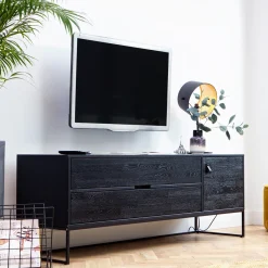 WOOOD TV-meubel Silas Eiken 180cm, kleur zwart* Tv-Meubel Zwart