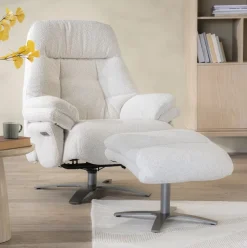 Eleonora Verstelbare Fauteuil Caleb Met voetenbank, Bouclé* Fauteuil Stof / Textiel|Fauteuil Bouclé / Teddy