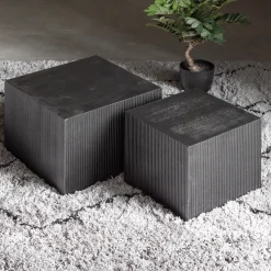 WOOOD Vierkante Bijzettafel Sanne Set van 2 stuks, kleur* Zwarte Bijzettafel|Bijzettafels Set