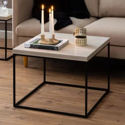 Bendt Vierkante Salontafel Maresa Travertine-look, 60 x 60cm* Vierkante Salontafel|Travertin Salontafel