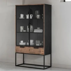 DTP Home Vitrinekast Cosmo Teakhout, 180 x 100cm* Buffetkasten & Vitrinekasten