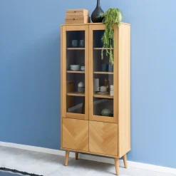 Bendt Vitrinekast Ebbe Visgraat Eiken, 80 x 178cm* Buffetkasten & Vitrinekasten
