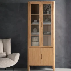 DTP Home Vitrinekast Forte Teakhout, 210 x 80cm* Buffetkasten & Vitrinekasten