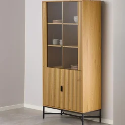 Bendt Vitrinekast Lisette Eikenhout, 180 x 80cm* Buffetkasten & Vitrinekasten