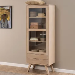 Bendt Vitrinekast Mads 190 x 72cm, licht eikenfineer* Buffetkasten & Vitrinekasten