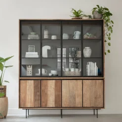 DTP Home Vitrinekast Metropole Teakhout, 210 x 180cm* Buffetkasten & Vitrinekasten