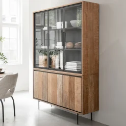 DTP Home Vitrinekast Metropole Teakhout, 210 x 140cm* Buffetkasten & Vitrinekasten