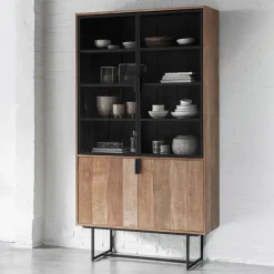 DTP Home Vitrinekast Odeon Teakhout, 220 x 120cm* Buffetkasten & Vitrinekasten