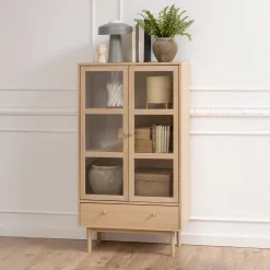 Bendt Vitrinekast Ove Eiken Whitewash, 145 x 80cm* Buffetkasten & Vitrinekasten