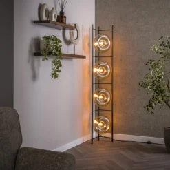 LifestyleFurn Vloerlamp Montrell Amber glas, 4-lamps* Vloerlampen