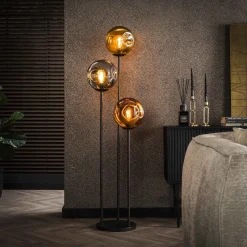 LifestyleFurn Vloerlamp Shahid Glas, 3-lamps* Vloerlampen