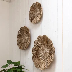 MUST Living Wanddecoratie Flower Set van 3 stuks, Abaca* Wandpanelen
