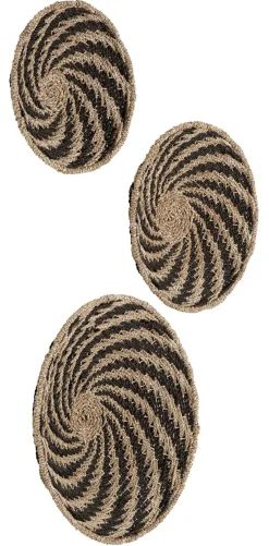 MUST Living Wanddecoratie Whirl Zeegras, Set van 3 stuks* Wandpanelen