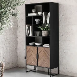 DTP Home Wandkast Criss Cross Hout en staal, 185 x 80cm* Wandrekken & Wandkasten