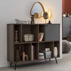 Artistiq Living Wandkast Romain 76 x 118cm, kleur Walnoot / Grijs* Wandrekken & Wandkasten