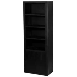 Tower Living Wandkast Tenna Mangohout, Met 4 open vakken, 220 x 80cm, kleur Zwart* Wandrekken & Wandkasten