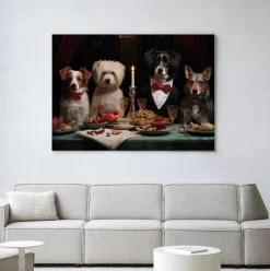 Urban Cotton Wandkleed A Dog Dinner in maat en frame naar keuze* Wandkleden
