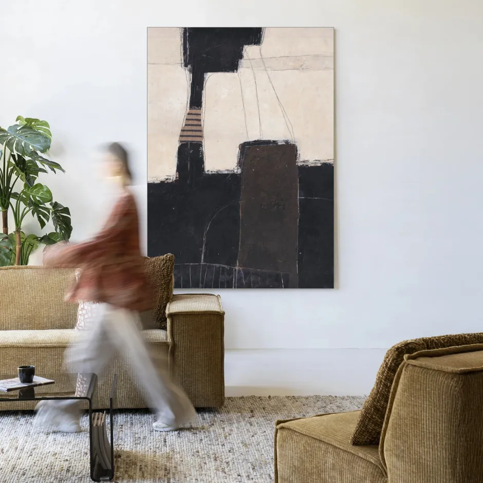 Urban Cotton Wandkleed Abstract 2 in maat en frame naar keuze* Wandkleden