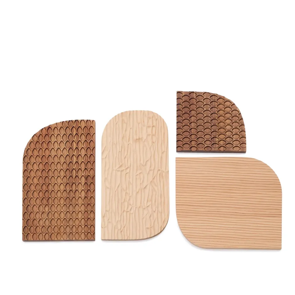Kave Home Wandpaneel Trivax Set van 4 stuks, Acaciahout* Wandpanelen