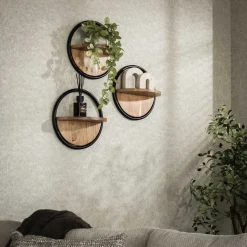 LifestyleFurn Wandplank Renée Acaciahout, Set van 3 stuks* Wandrekjes & Wandplanken