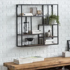 Artistiq Living Wandrek Cristan Mangohout en metaal, 80 x 80cm* Wandrekjes & Wandplanken