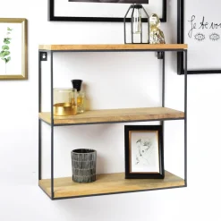 Urban Interiors Wandrek Wally Mangohout en metaal, 45 x 45cm* Wandrekjes & Wandplanken