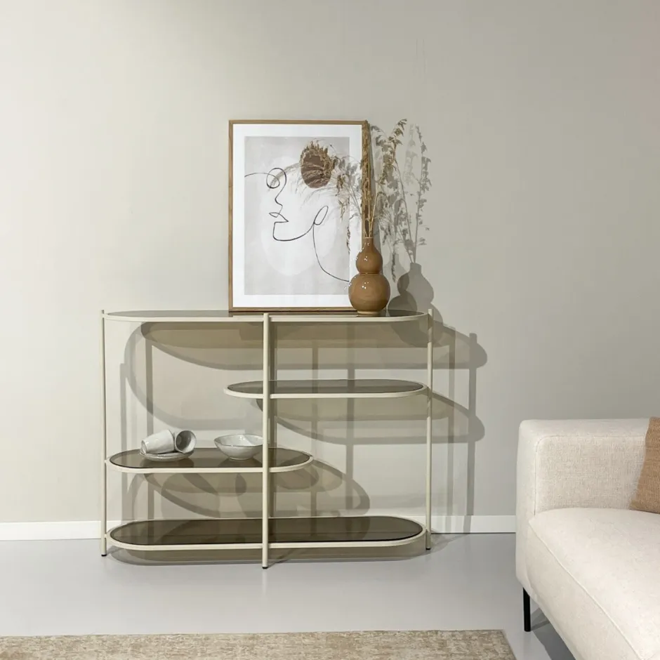 Brix Wandrek Jill Gecoat staal en glas, 90 x 123cm* Wandrekken & Wandkasten