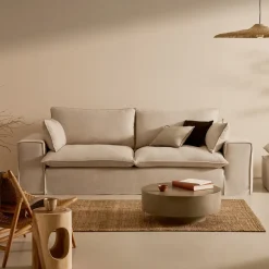 Kave Home 3-zits Bank Anarela Linnen, 280cm* Rechte Bank
