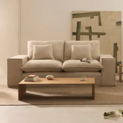 Kave Home 2-zits Bank Anarela Linnen, 240cm* Rechte Bank