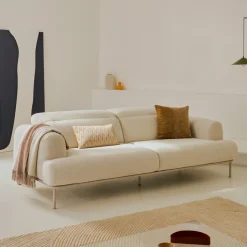 Kave Home 2-zits Bank Aurum Chenille, Met verstelbare hoofdsteun* Rechte Bank