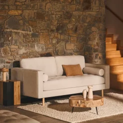 Kave Home 2-zits Bank Debra Naturel poot, Chenille, kleur* Loungebank