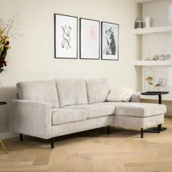 BASE 3-zits Loungebank Anne Links/Rechts, Rib* Loungebank