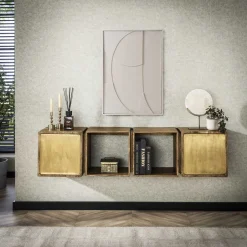 LifestyleFurn Zwevend Dressoir Renée Mangohout en brass, 169cm* Dressoirs