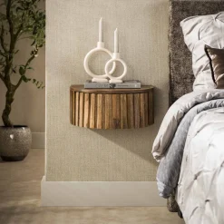 LifestyleFurn Zwevend Nachtkastje Ivorie Mangohout, Met 1 lade* Nachtkastjes|Nachtkastjes