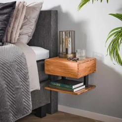 LifestyleFurn Zwevend Nachtkastje Jaisa Met 1 lade, Acaciahout* Nachtkastjes|Nachtkastjes