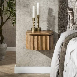 LifestyleFurn Zwevend Nachtkastje Sharmila XS, Mangohout, Met 1 lade* Nachtkastjes|Nachtkastjes