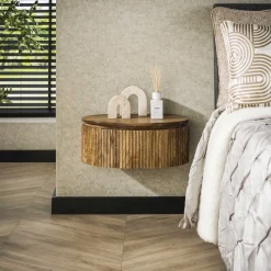 LifestyleFurn Zwevend Rond Nachtkastje Sharmila Mangohout, Met 1 lade* Nachtkastjes|Nachtkastjes